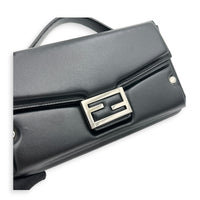 Soft Trunk Baguette Shoulder Bag Black in Nappa Leather, Silver hardware