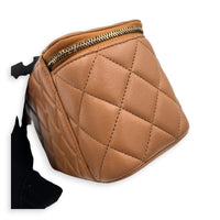 Pearl Crush Vanity Bag Brown in Lambskin, Gold hardware