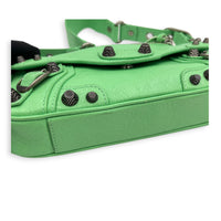 Le Cagole Shoulder Bag XS Green in Calfskin, Silver hardware