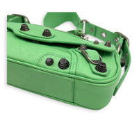 Le Cagole Shoulder Bag XS Green in Calfskin, Silver hardware