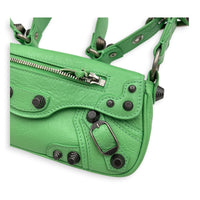 Le Cagole Shoulder Bag XS Green in Calfskin, Silver hardware