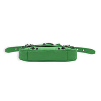 Le Cagole Shoulder Bag XS Green in Calfskin, Silver hardware
