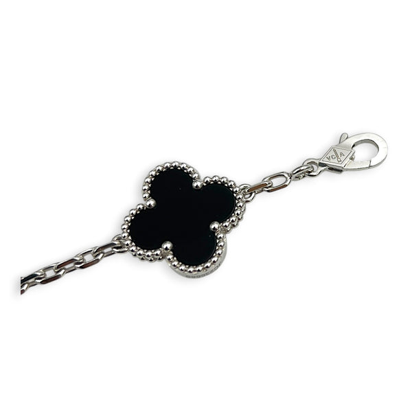 Alhambra Bracelet Black in Onxy/Diamonds/18K White Gold, White Gold hardware