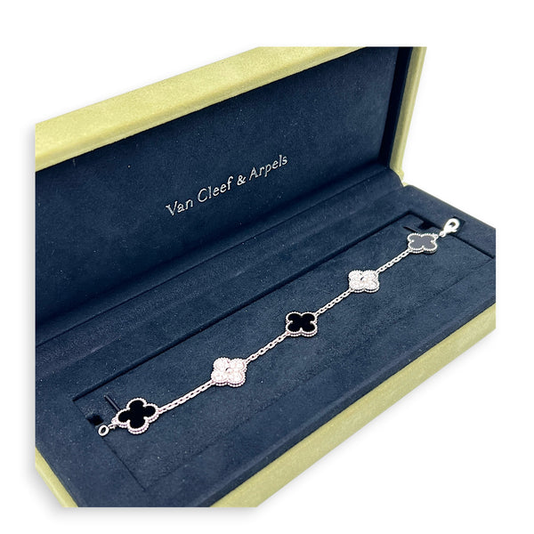 Alhambra Bracelet Black in Onxy/Diamonds/18K White Gold, White Gold hardware