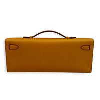 Kelly Cut Sesame Clutch in Swift, Gold hardware