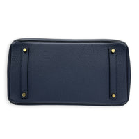 Birkin 35 Blue Nuit Top Handle Bag in Togo, Gold hardware