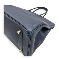 Birkin 35 Blue Nuit Top Handle Bag in Togo, Gold hardware