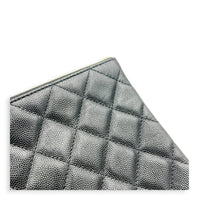 O Case Black Clutch in Caviar Leather, Light Gold hardware