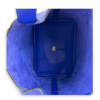Picotin 18 Bleu Electrique Top Handle Bag in Clemence, Gold hardware