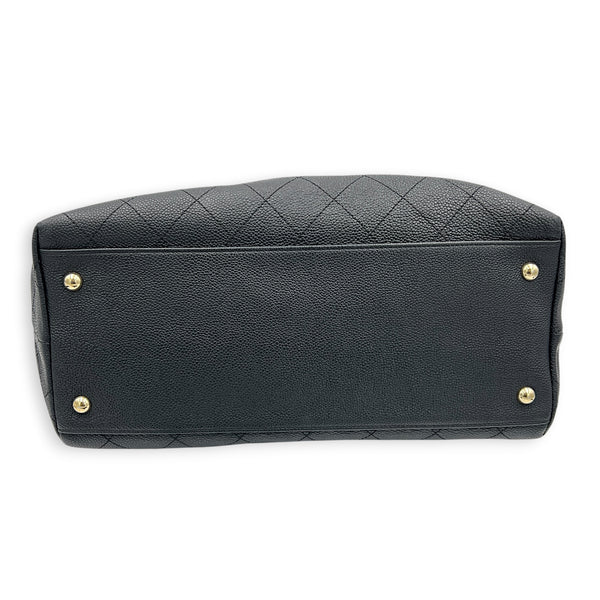 Zip & Carry Tote Bag Large Black in Calfskin, Silver hardware
