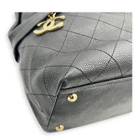 Zip & Carry Tote Bag Large Black in Calfskin, Silver hardware