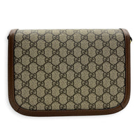 Horsebit 1955 Shoulder Bag Brown in Coated Canvas, Gold hardware