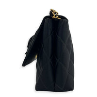 Vintage Camelia Black Shoulder Bag in Satin, Gold hardware