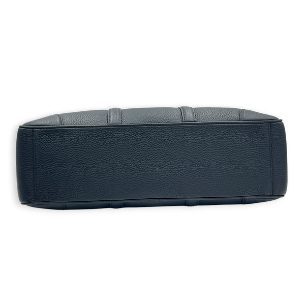 Porte-Document Messenger Noir in Taurillon Leather, Silver hardware