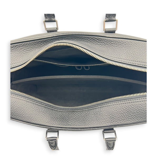 Porte-Document Messenger Noir in Taurillon Leather, Silver hardware