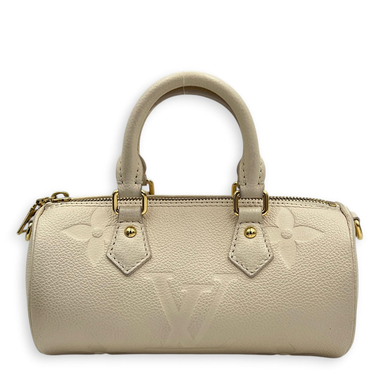 Papillon Shoulder Bag BB White in Monogram Empreinte Leather, Gold hardware