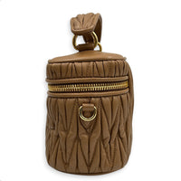 Matelassé Vanity Bag Brown in Lambskin, Gold hardware