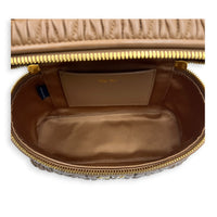 Matelassé Vanity Bag Brown in Lambskin, Gold hardware