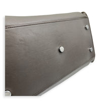 Cabas Shoulder Bag Small Grey in Crocodile Embossed Calfskin, Silver hardware