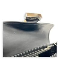 Buckle Pocket Black Crossbody Bag in Spazzolato & Re-Nylon, Silver hardware
