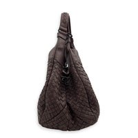 Campana Shoulder Bag Purple in Intrecciato Leather, Ruthenium hardware