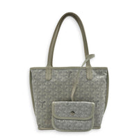Anjou Mini White Tote Bag in Coated Canvas, Silver hardware