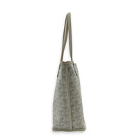 Anjou Mini White Tote Bag in Coated Canvas, Silver hardware