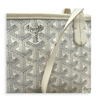 Anjou Mini White Tote Bag in Coated Canvas, Silver hardware