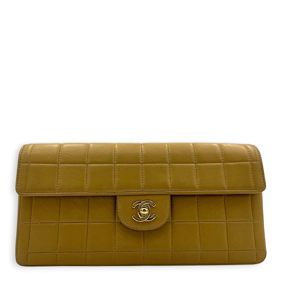 Chocolate Bar Shoulder Bag East West Beige in Lambskin, Gold hardware