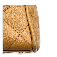 CC Boston Beige Top Handle Bag in Caviar Leather, Gold hardware