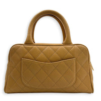 CC Boston Beige Top Handle Bag in Caviar Leather, Gold hardware