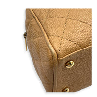 CC Boston Beige Top Handle Bag in Caviar Leather, Gold hardware