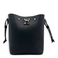LockMe Bucket Bag Nano  Black in Taurillon Leather, Silver hardware