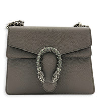 Dionysus Grey Shoulder Bag in Calfskin, Silver hardware