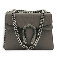 Dionysus Grey Shoulder Bag in Calfskin, Silver hardware