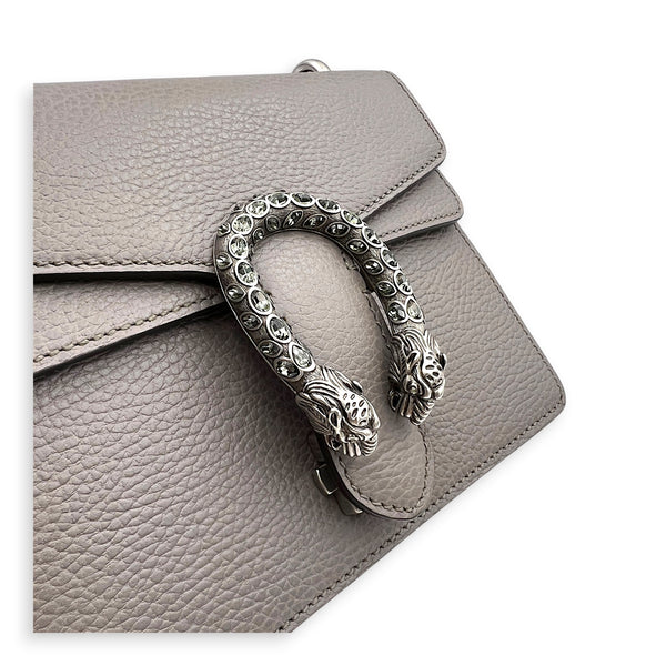 Dionysus Grey Shoulder Bag in Calfskin, Silver hardware