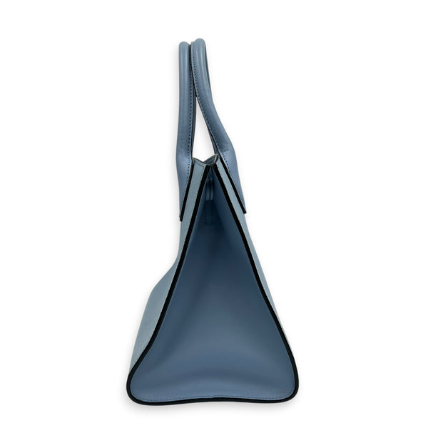 Monochrome Top Handle Bag Blue in Saffiano Leather, Gold hardware