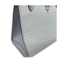Monochrome Top Handle Bag Blue in Saffiano Leather, Gold hardware