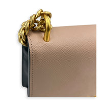 Saffiano Chain Bicolor Shoulder Bag in Saffiano Leather, Gold hardware