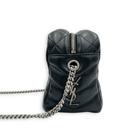 LouLou Camera Bag Small Noir in Lambskin, Silver hardware