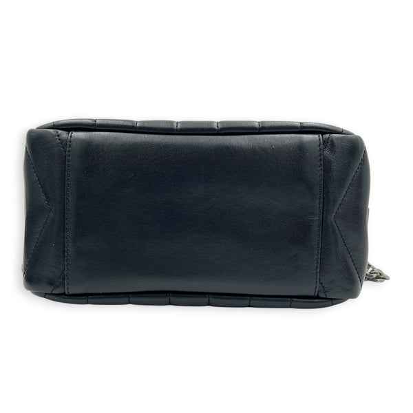 LouLou Camera Bag Small Noir in Lambskin, Silver hardware
