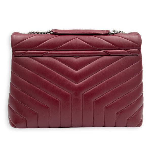 Loulou Shoulder Bag Medium Rouge Eros in Lambskin, Silver hardware
