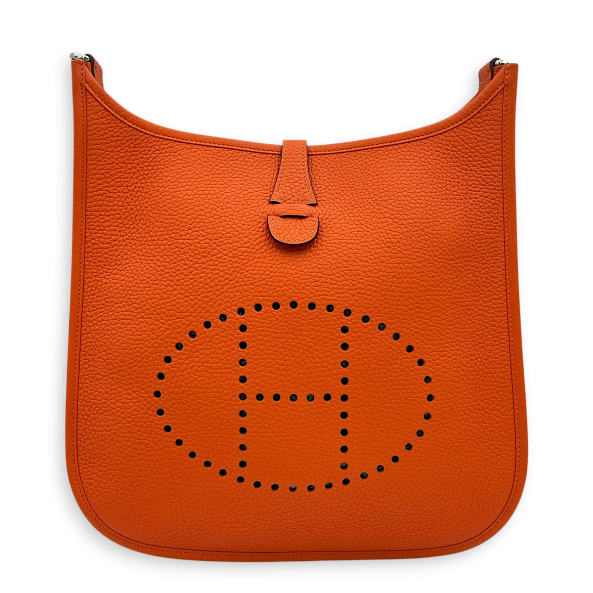 Evelyne III 29 Orange Crossbody Bag in Clemence, Palladium hardware