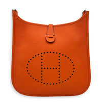 Evelyne III 29 Orange Crossbody Bag in Clemence, Palladium hardware