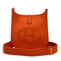 Evelyne III 29 Orange Crossbody Bag in Clemence, Palladium hardware