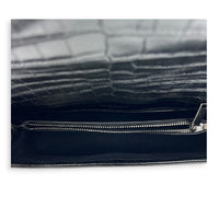 West Hollywood  Shoulder Bag Black in Crocodile Embossed Calfskin, Silver hardware