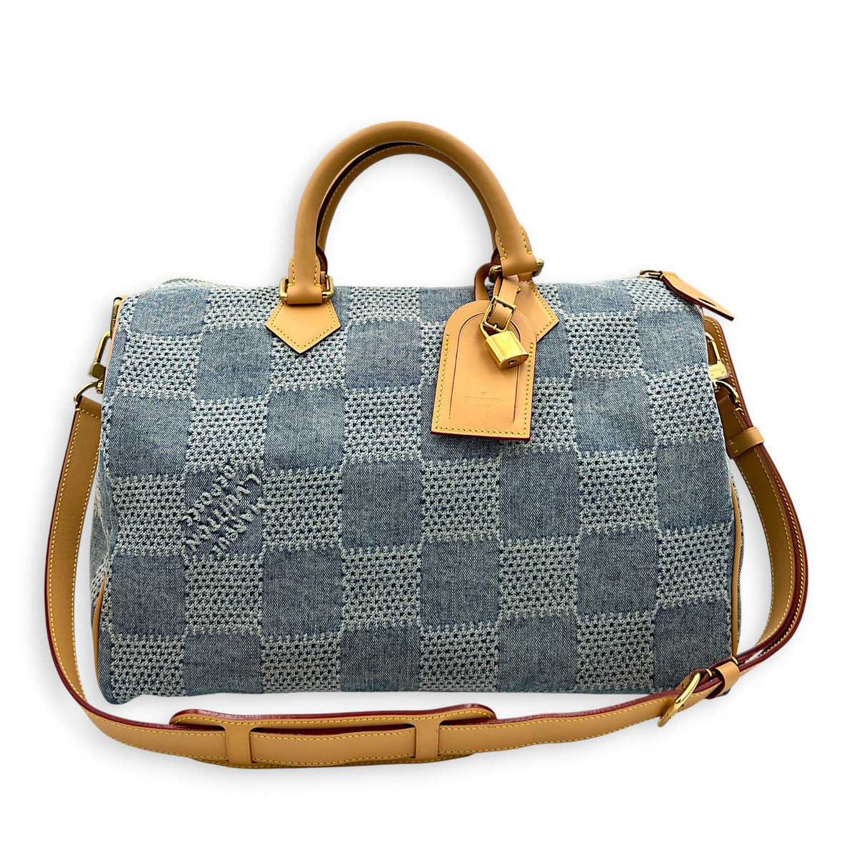 Speedy Bandouliere Top Handle Bag 40 Bleu Denim in Denim, Gold hardware