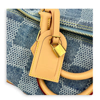 Speedy Bandouliere Top Handle Bag 40 Bleu Denim in Denim, Gold hardware