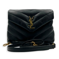 Loulou Toy Black Shoulder Bag in Calfskin, Gold hardware