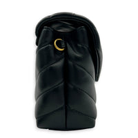 Loulou Toy Black Shoulder Bag in Calfskin, Gold hardware